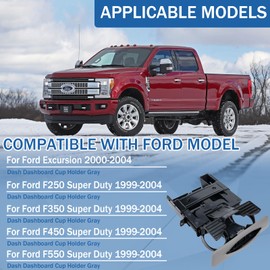 Dash Dashboard Cup Holder Gray Replacement for 1999-2004 Ford F250 F350 F450 F550 Super Duty Excursion Replaces# YC3Z-2513560-CAD YC3Z2513560CAD