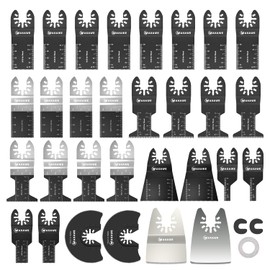 MaxAwe 33-Piece Oscillating Saw Blades Kit, Multitool Saw Blade Set with C-Clip Adapter, Professional Oscillating Tool Accessories Multifunctional Tool
