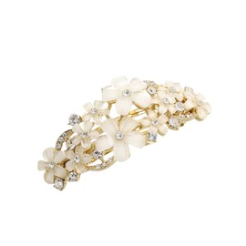 VINGTAINE H7501 White Flower Barrette, Small Flower, Hair Clip, Hair Accessory, Elegant