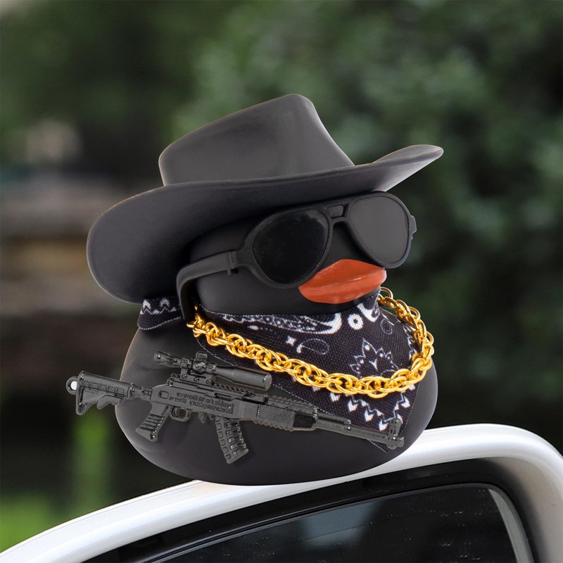 wonuu Black Rubber Duck Car Ornaments Dashboard Decorations for Car