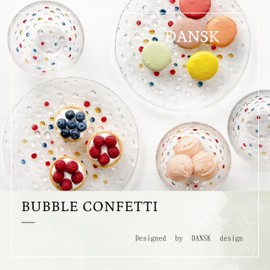 Dansk Bubble Confetti Dessert Bowl 812679 - Nordic Design Bubble Series with Colorful Dots - Hand Painted Dessert Bowl 350ml
