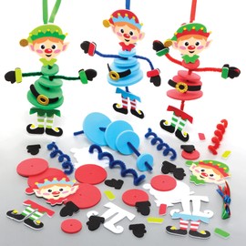 Baker Ross Christmas Elf Stacking Decoration Kits – Pack of 6, Kids Christmas Tree Decoration Kits (FE964)