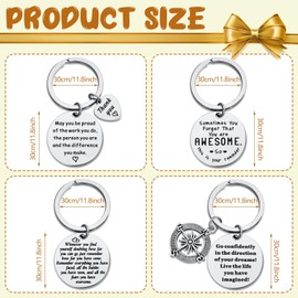 Taiyin 4 Pieces Inspirational Keychain Coworker Encouragement You Are Awesome Gifts Employee Appreciation Thank You Key Chains for Teamwork Women Friend Birthday Students School Graduates Graduation