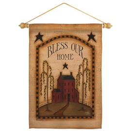Classic Bless Our Home Garden Flag Set Wood Dowel Country Living Primitive Farm Western Barn American Rustic Cowboy Rural Ranch Small Gift Yard House Banner Made in USA 13 X 18.5