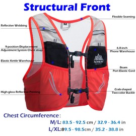 Azarxis 2.5L Hydration Race Vest Pack Lightweight Trail Running Backpack fits for Women & Men for Marathon Jogging Hiking Climbing Outdoor Sports