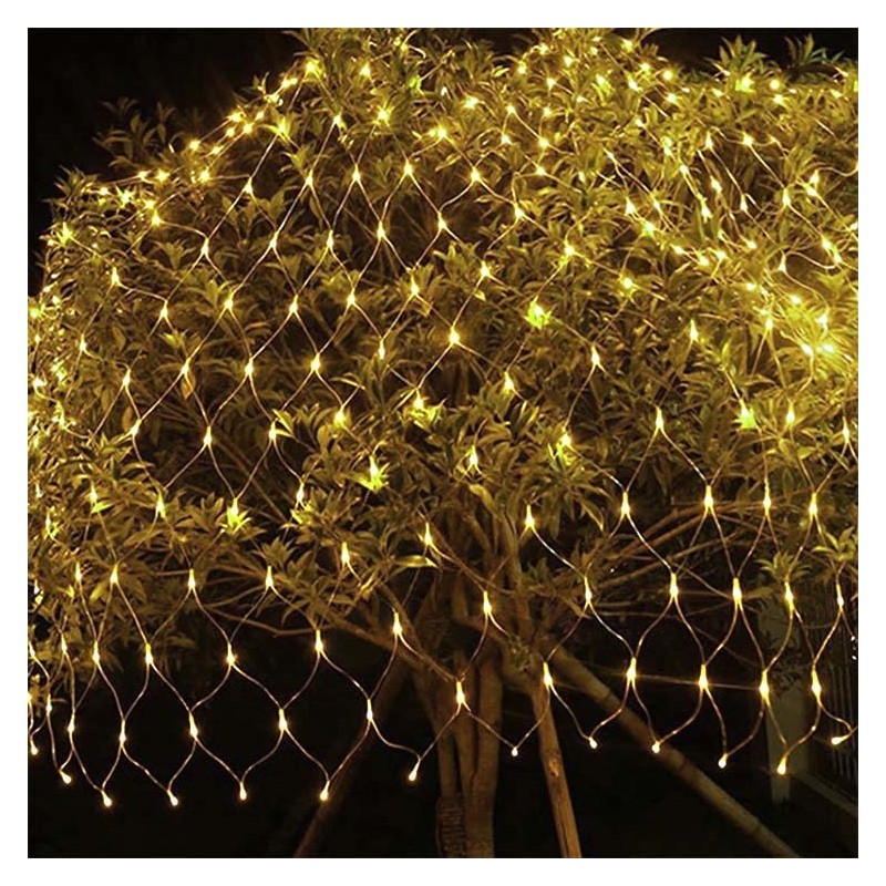 Gresonic Net Fairy Lights Warm White 160LED 1.9mx0.9m/6.5ftx3.2ft 8 Mode