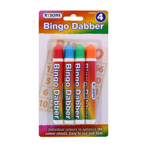 RYSONS BINGO DABBERS 4 PC | Bingo Marker 4 Colours