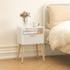 Fultyle White Nightstand with Charging Station, Modern Bedside Table with