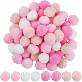 SUNNYCLUE 100Pcs Pink Pompom Balls Craft Pom Poms Bulk 25mm Polyester Valentine's Day Soft Fluffy Fuzzy Decor Round Mini Pompoms Ball for Father's Day Mother's Day Making DIY Creative Art Crafts Party