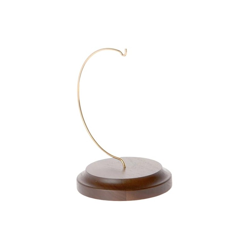 Plymor Wire Ornament Hanger Display with 3.75" Round Walnut Wood