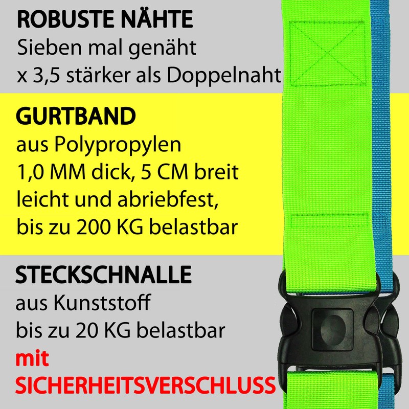 Taschenmann2005 Suitcase Straps with Locking and Cross Strap Function, Set