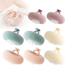 2024 New Super Soft Sunflower Suction Cup Bath Ball, 2-in-1 Sunflower Bath Ball Exfoliating Bath Sponge Cleaning Brush, Bath Sponge Brush Bath Loofah with Suction Cup (Mix # 8Pcs)