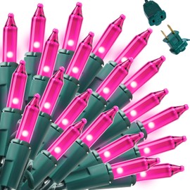 Joiedomi Pink Christmas String Lights,100 Count 21.4FT Fairy Tree Lights Plug in for Indoor Outdoor Xmas Valentines Decor Patio Holiday Theme Party Yard House,Green Wire