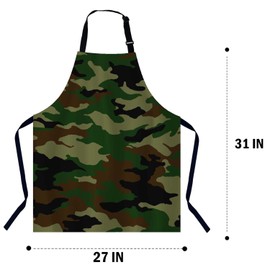 BGBDEIA Camouflage Chefs Apron, Cooking and Baking Apron for Men and Women, Kitchen Apron, Butchers Apron, BBQ & Catering Bibs