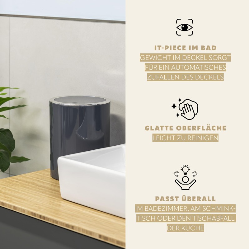 bremermann Bathroom Range SAVONA - Cosmetic Bin with Swing Top,