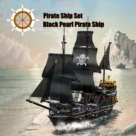 Pirate Ship Set Black Pearl Pirate Ship Mini Building Blocks Set（1424PCS） Building Set Model Toys Gifts for Kid and Adult，Interesting Gifts for MOC Pirate Ship Enthusiasts