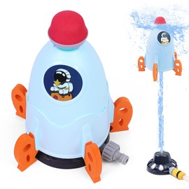 Outdoor Water Sprinkler Toys for Kids,Spinning Splash Rocket Summer Spray Toy with Hose Connector to Garden Backyard Outsider Play for Toddlers Aged 3-12…