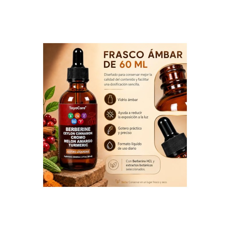 Berberina HCL Líquida, Complejo Herbal, 2 x 60 ml