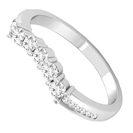 Dabangjewels 0.35 Carat (Ctw) 18K White Gold Plated Round Diamond Ladies 5 Stone Wedding Stackable Guard Ring 1/3 CT