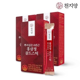 Cheonjiyang [천지양] 뿌리깊은 6년근 홍삼정 골드 스틱 10포 x 3박스 [Cheonji Yang] Deep Rooted 6-Year-Old Red Ginseng Essence Gold Stick 10 Packs x 3 Boxes