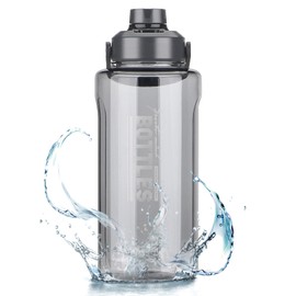 Botella de agua de medio galón/64 onzas con asa, a prueba de fugas con colador extraíble, sin BPA Fitness 2L Jarra de agua deportiva, garantiza que be