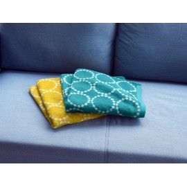 Kosugizen ASV-6911-2 Daily Towel, Bath Towel, Nordic Style Ihana, Green, Yellow, 23.6 x 47.2 inches (60 x 120 cm), Medium Volume for Everyday Use, Set of 2