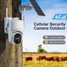 4G LTE Cellular Security Cameras Wireless Outdoor, No WiFi Security Cameras Outdoor, Solar Camera Outdoor Wireless, 2K HD Video Camera with PTZ, Human Detection, 2-Way Talk, (US Version), 2 Pack