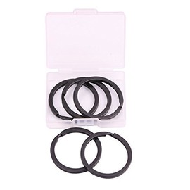 Shapenty 35mm/1.38 Inch Black Metal Flat Split Key Chain Rings Connector Circular Keyring Holder for Home Car Keys Organization and Name Tag Attachment (Black, 5PCS/Box)