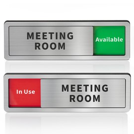 Meeting Room Sliding Door Signs Do Not Disturb, In Use/Available Slider Sign for Home Office Conference Vacant Occupied Privacy Slide Door Sign，Brushed Silver