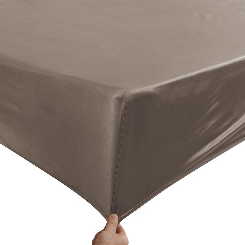 ROOEE Satin Silk Fitted Sheet with Pillowcase Set Breathable Soft