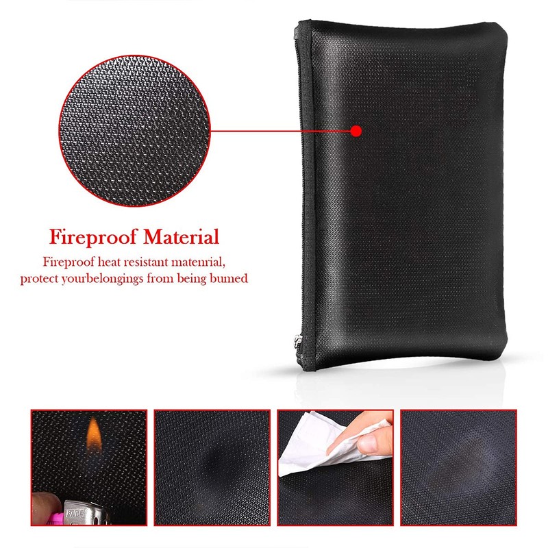 Fireproof Waterproof Document Bag Silicone Fiberglass Fabric Fireproof Pouch Large