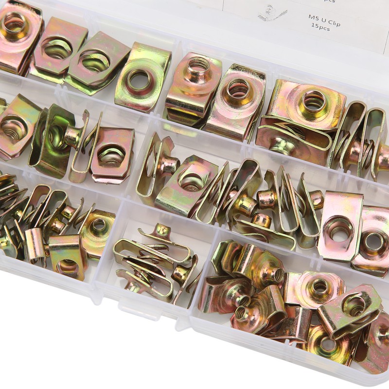 60Pcs U Nut Clip Kit Strong Rust Resistance High Elasticity