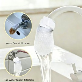 50/100/150/200pcs Faucet Filter Bag, Splash-Proof Kitchen Faucet Water Filters Bag, Universal Cotton Replacement Filters for Bathroom & Kitchen Sink Taps, for Sediment Rust Silt (150, white)