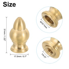 PATIKIL 17.5 x 31mm Lamp Finials Caps Knob, 3 Set Solid Brass Lamp Shade Top Decoration Screw Cap Nuts with Brass Reducing Adapter for Table Lamps Floor Lamps