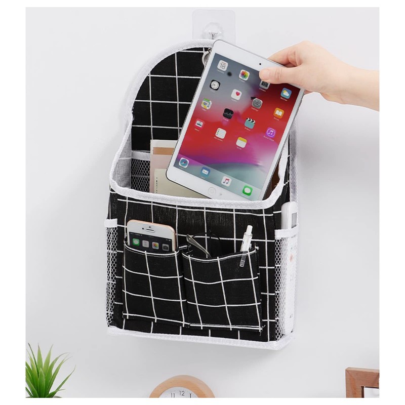 FuninCrea Wall Hanging Storage Bag, 3-Layer Hanging Pocket with Non-marking