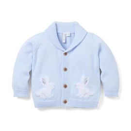 Janie and Jack Baby Boys' Bunny Shawl Collar Cardigan (Infant), Blue