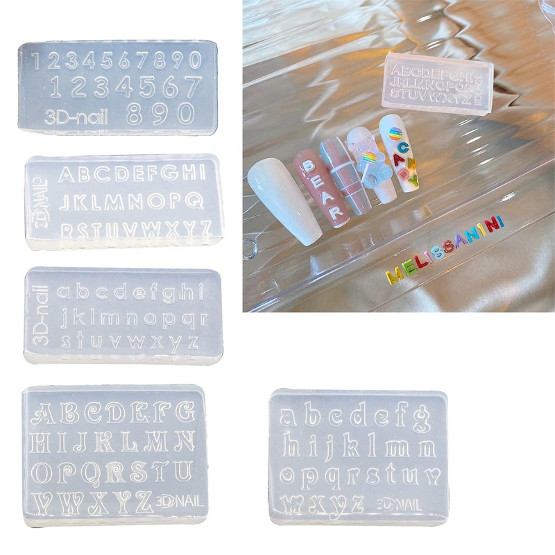 3D Letters and Numbers Nail Art Mold Silicone Combination Decorative