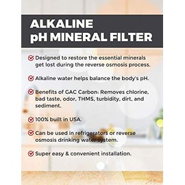 Replacement Water Filter Set for 6 Stage Alkaline Reverse Osmosis Filtration Systems: 50 GPD RO Membrane + Alkaline Filter