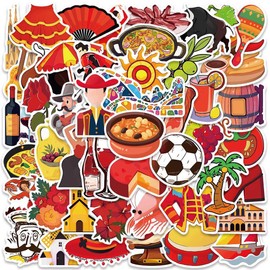Spain Stickers |50Pcs Espana Waterproof Vinyl Decals for Bike Water Bottles Laptop Bicycle Refrigerator Cup Luggage Computer Mobile Phone Skateboard Decor