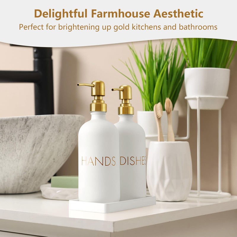 GCWSTJK Glass Dish and Hand Soap Dispenser Set - Kitchen