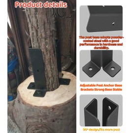 4 Pcs Adjustable Deck Post Anchor Brackets Kit Fits 1.5x1.5, 2x2, 2x4, 4x4 Posts for Deck Support, Porch railings, handrails and Column Frames, and Heavy Column Anchor Base Brackets。