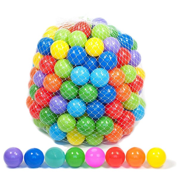 Playz 50 Soft Plastic Mini Play Balls w/ 8 Vibrant Colors - Crush Proof, No Sharp Edges, Certified Non Toxic, Phthalate & BPA Free - Use in Baby Toddler Ball Pit, Play Tents & Tunnels Indoor & Outdoor
