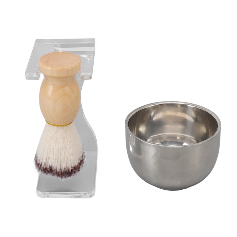 3 PCS Men Shaving Brush Set Acrylic Brush Holder Bubble