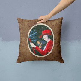 Caroline's Treasures SS8551PW1414 Lady Driving with her Rottweiler Fabric Decorative Pillow Machine Washable, Indoor Outdoor Decorative Pillow for Couch, Bed or Patio, 14Hx14W