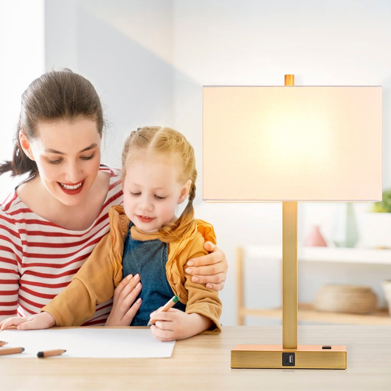 21" Touch Bedside lamps with 2 USB & AC Outlets,