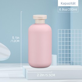 UMETASS Pack of 2 Travel Bottles for Filling, Leak-Proof Travel Time Set, Travel-Size Shampoo Container with Flip-Top Lid, Empty Travel Bottles (Pink, 200 ml)