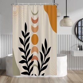 Baocicco Mid Century Shower Curtain Sun and Moon Boho Botanical Abstract Shower Curtains Decorative for Bathroom Bathtubs Waterproof Fabric Shower Curtain with Hooks 48x72 Inches