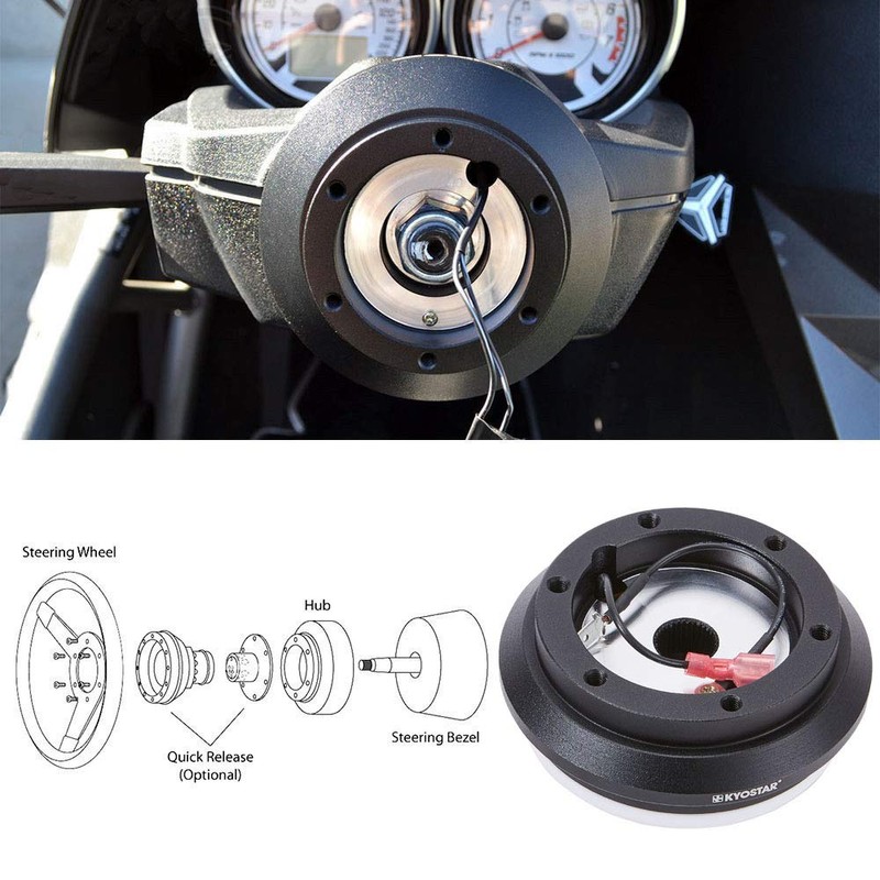 KYOSTAR Black Aluminum Steering Wheel Short Hub Adapter Quick Release