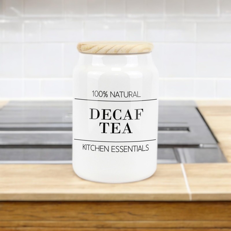 Purely Home Minimalist Ceramic Decaf Tea Canister - Simplistic Black