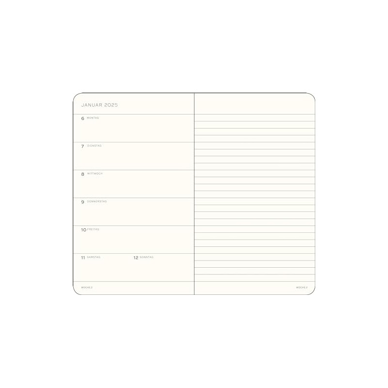 LEUCHTTURM1917 370503 Weekly Calendar and Notebook 2025, Pocket A6 Hardcover